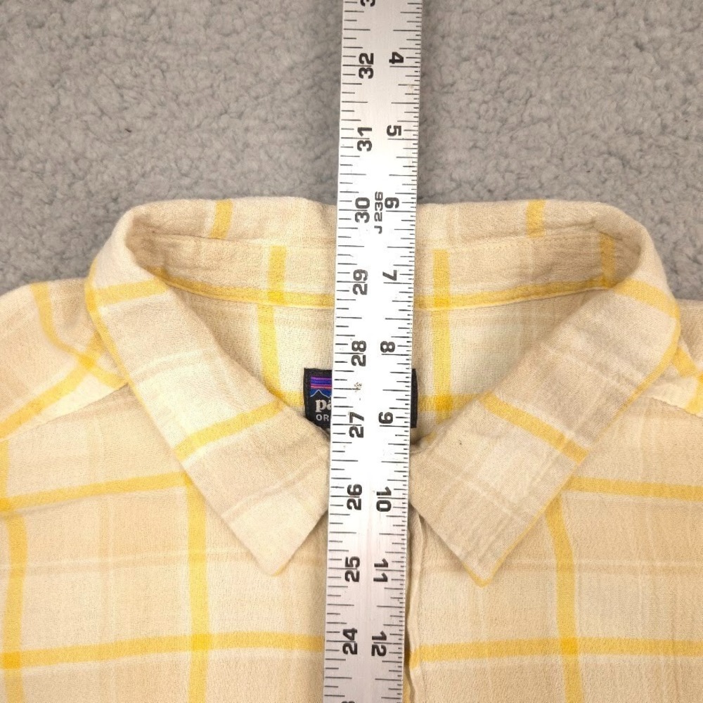 Patagonia Mens Organic Cotton Shirt XL Yellow Plaid Short Sleeve Western Style - Picture 3 of 12